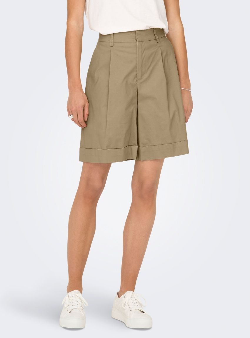 Only Rosalie High Waist Bermuda Shorts - Beige