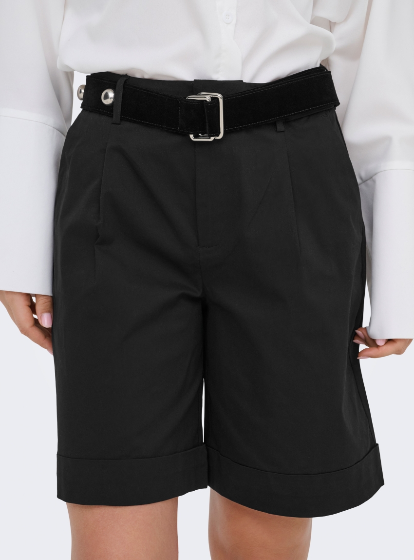 Only Rosalie High Waist Bermuda Shorts - Black