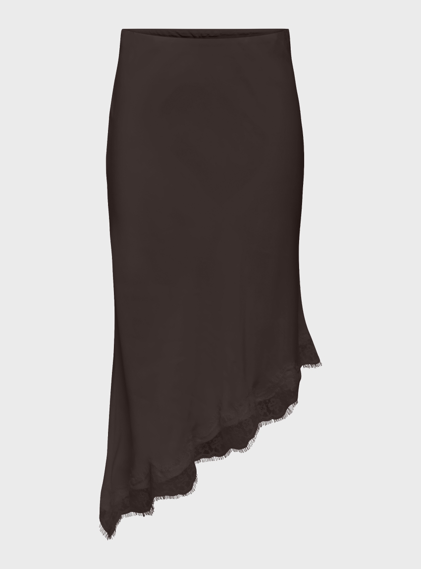 Only Faraya Satin Lace Skirt - Brown