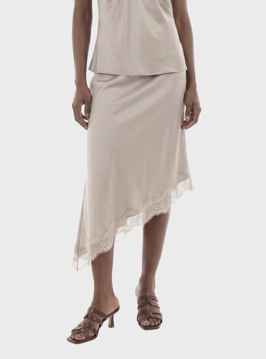 Only Faraya Satin Lace Skirt - Light Beige