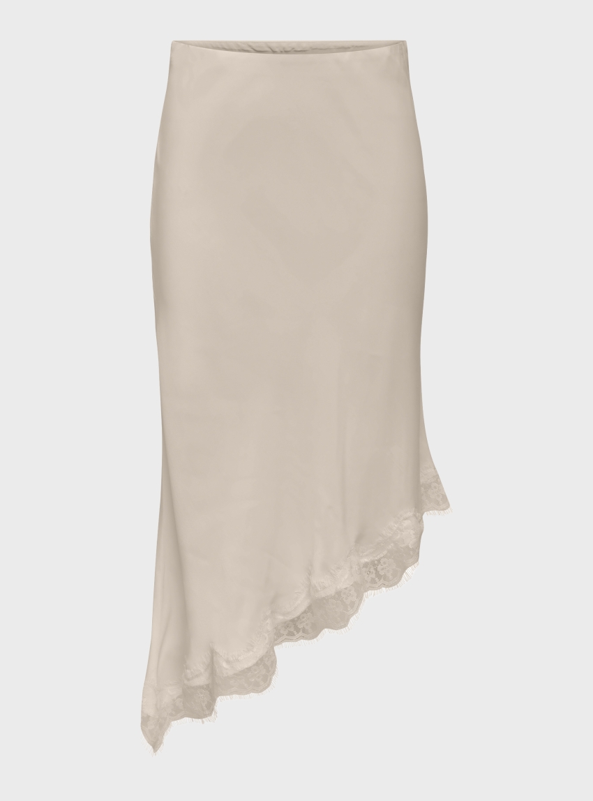 Only Faraya Satin Lace Skirt - Light Beige