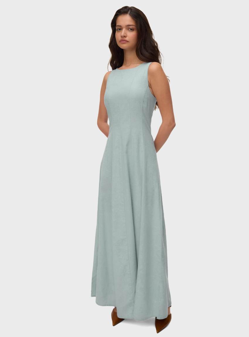 Vero Moda Norma Maxi Chambray Dress - Pale Green