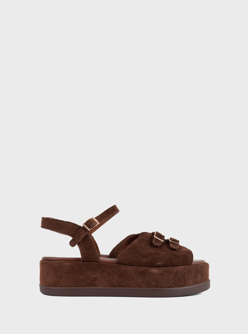 Mariella Fabiani Suede Platform Sandals - Dark Brown