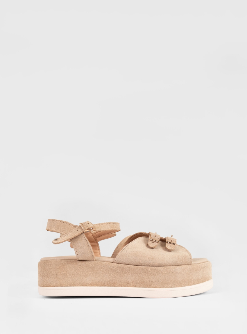 Mariella Fabiani Suede Platform Sandals - Light Beige