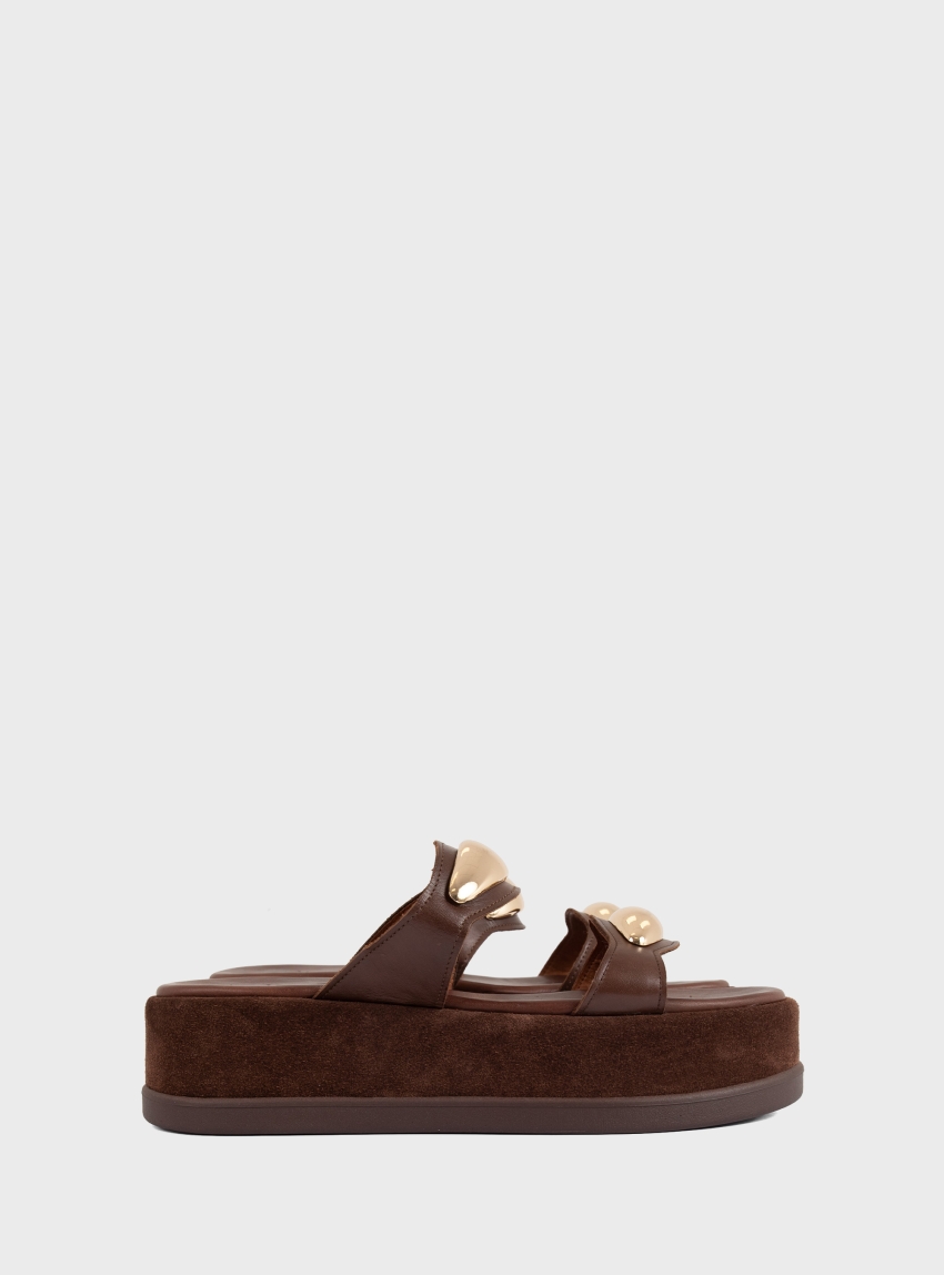 Mariella Fabiani Suede Platform Sandals - Dark Brown