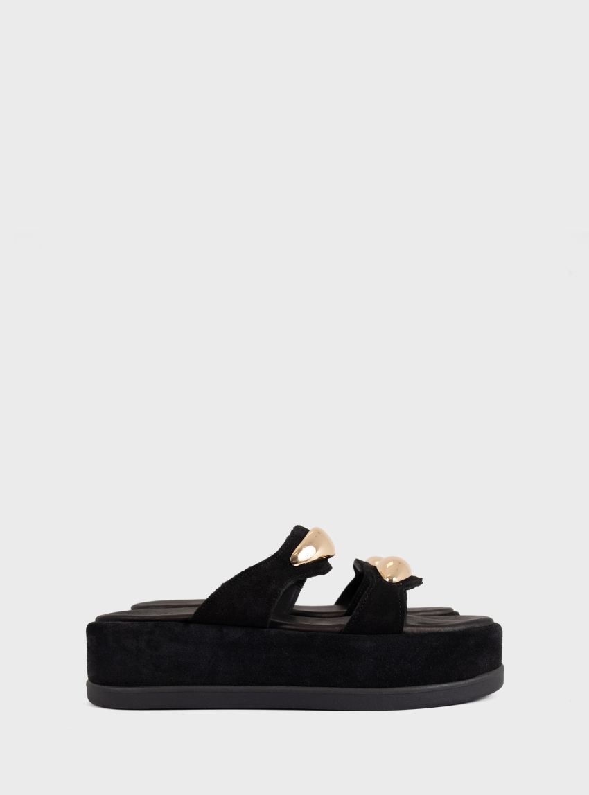 Mariella Fabiani Suede Platform Sandals - Black