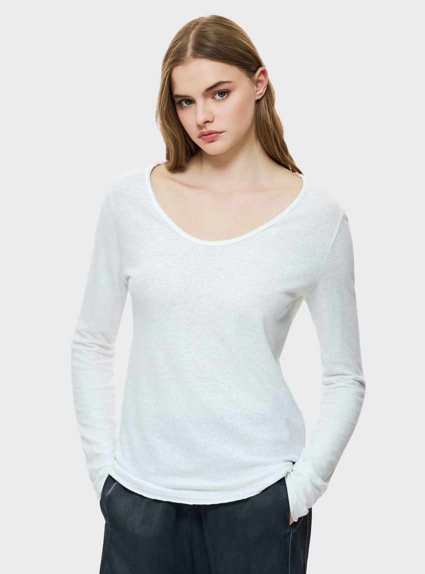 Dirty Laundry Linen Blend Longsleeve - White