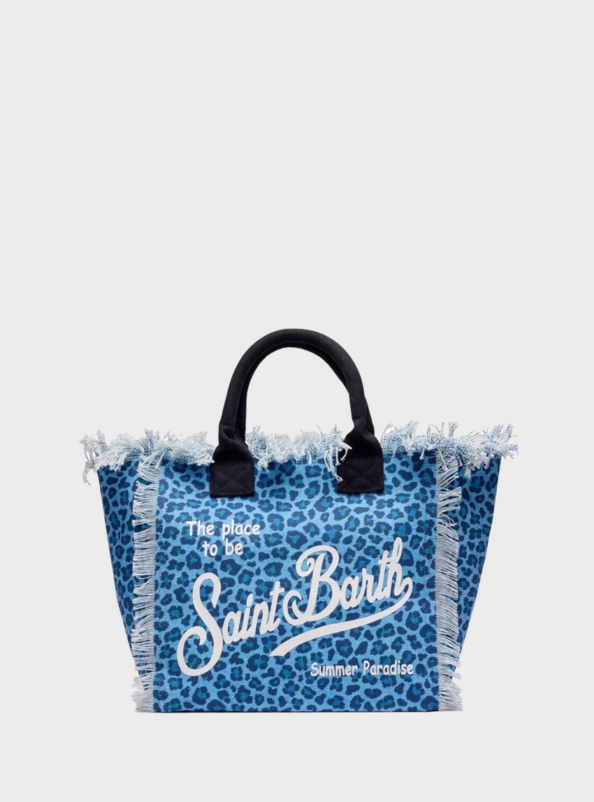MC2 Saint Barth Cotton canvas Vanity tote bag with animalier print - Denim
