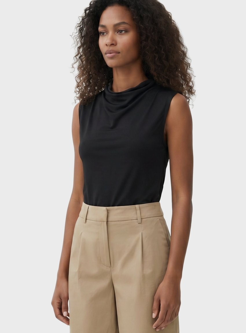 Only Hannah Draping Neck Top - Black
