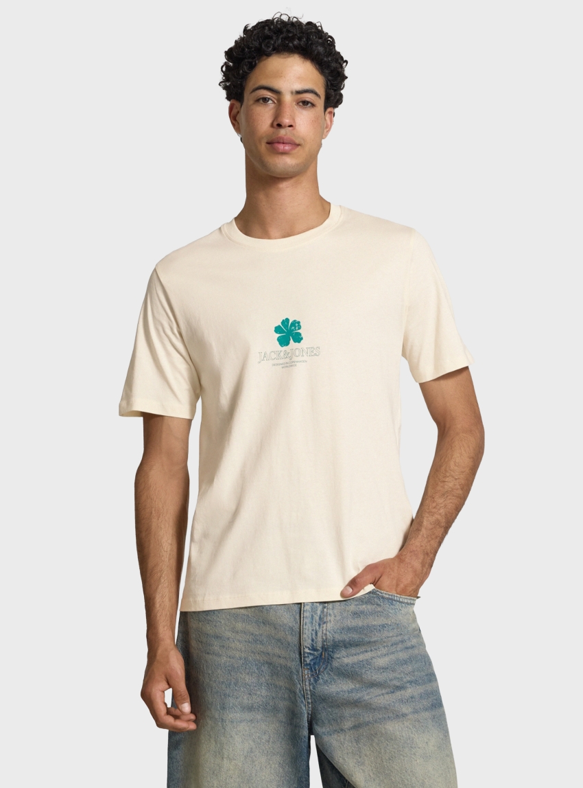 Jack & Jones Hyeres Crew Neck Tee - Off White