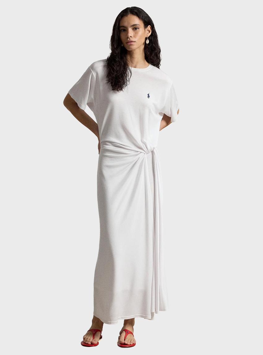 Polo Ralph Lauren Twist-Detail Tee Dress - White