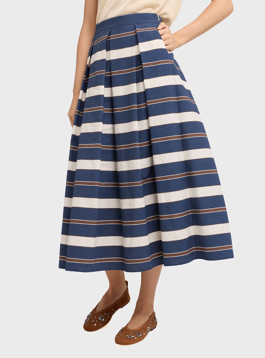 Motivi Striped pattern pleated skirt - Blue