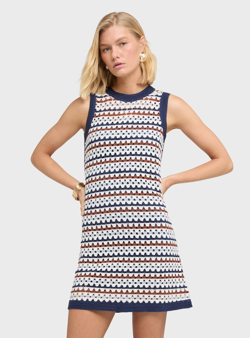 Motivi A-line crochet knit dress - Blue