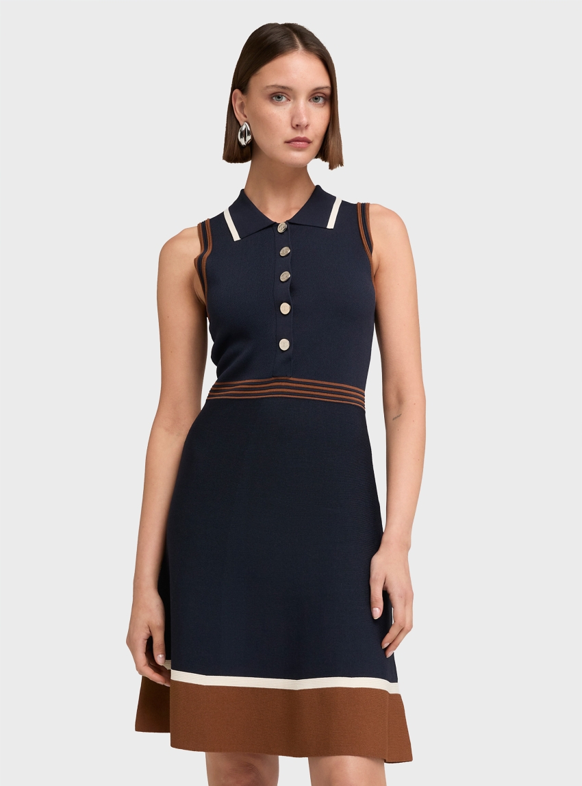 Motivi A-line dress with polo collar - Blue