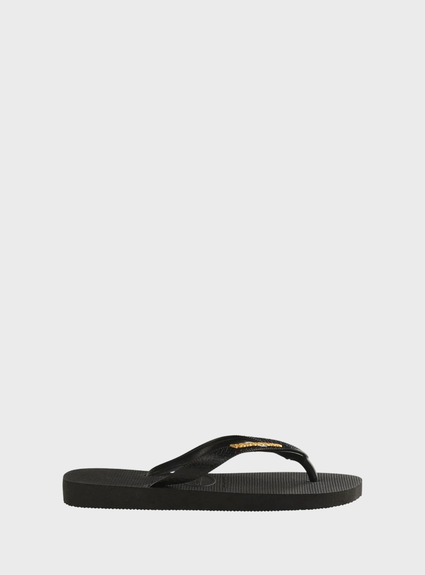 Havaianas Top Logo Metallic Flip Flops - Black