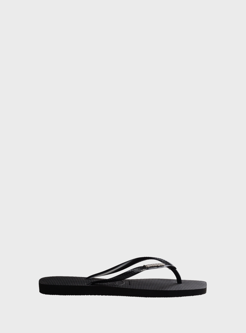 Havaianas Square Logo Metallic Flip Flops - Black