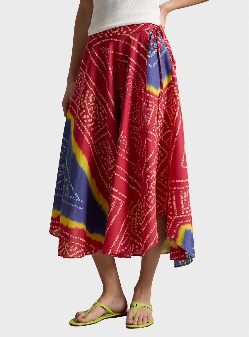 Polo Ralph Lauren Cotton Print Wrap Skirt - Multi Colors