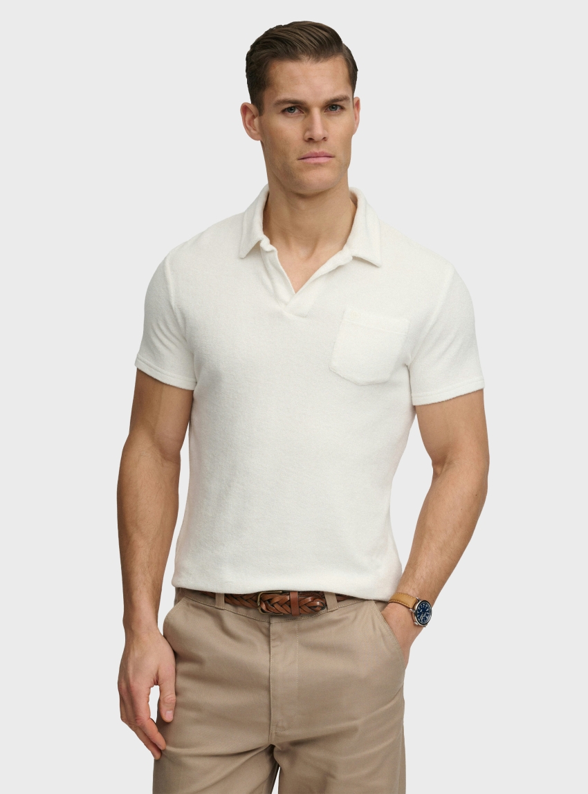 Superdry Towelling Polo Shirt - Off White
