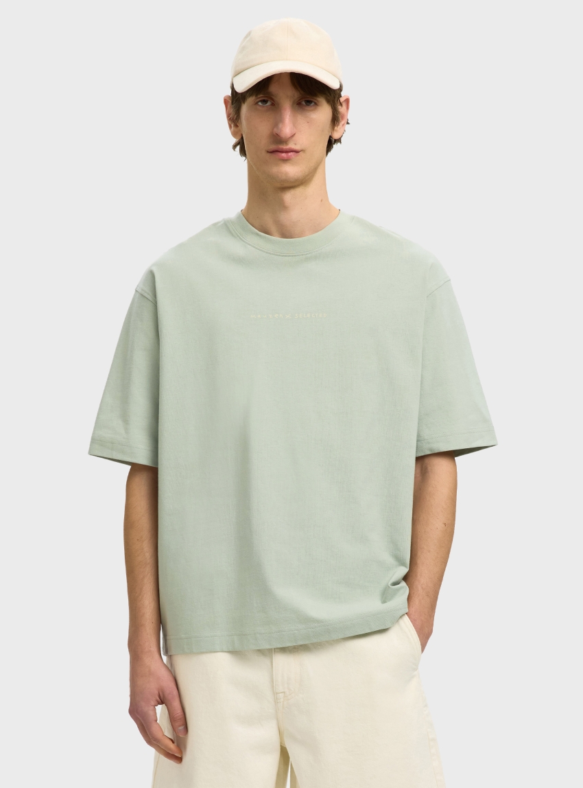 Selected  Relax Norman License Tee - Light Aquamarine