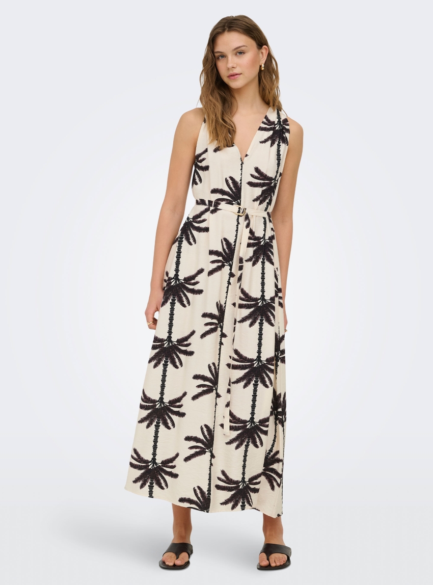 Only Palima Long Belt Dress - Ecru