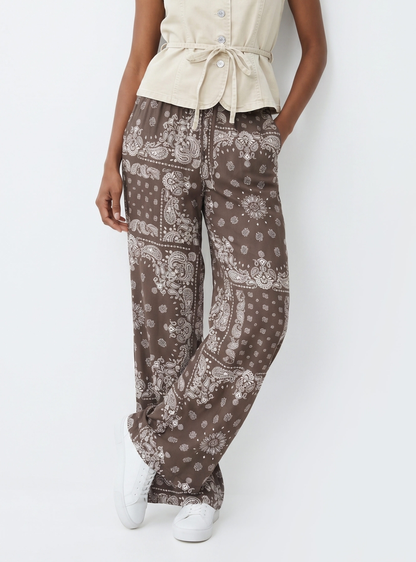 Only Kavi Ambelpull Up Wide Pants - Brown