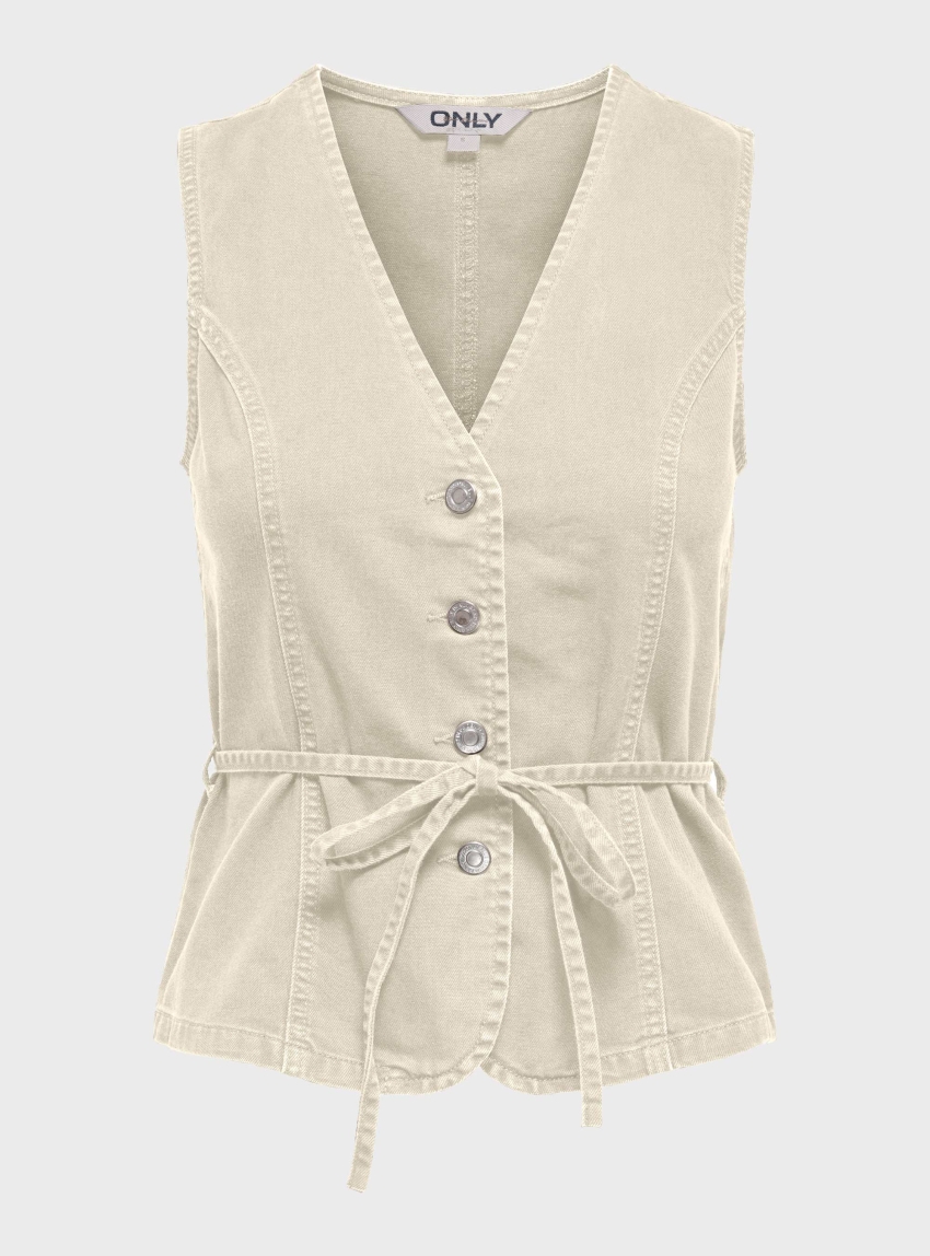Only Silla Belt Waistcoat - Ecru