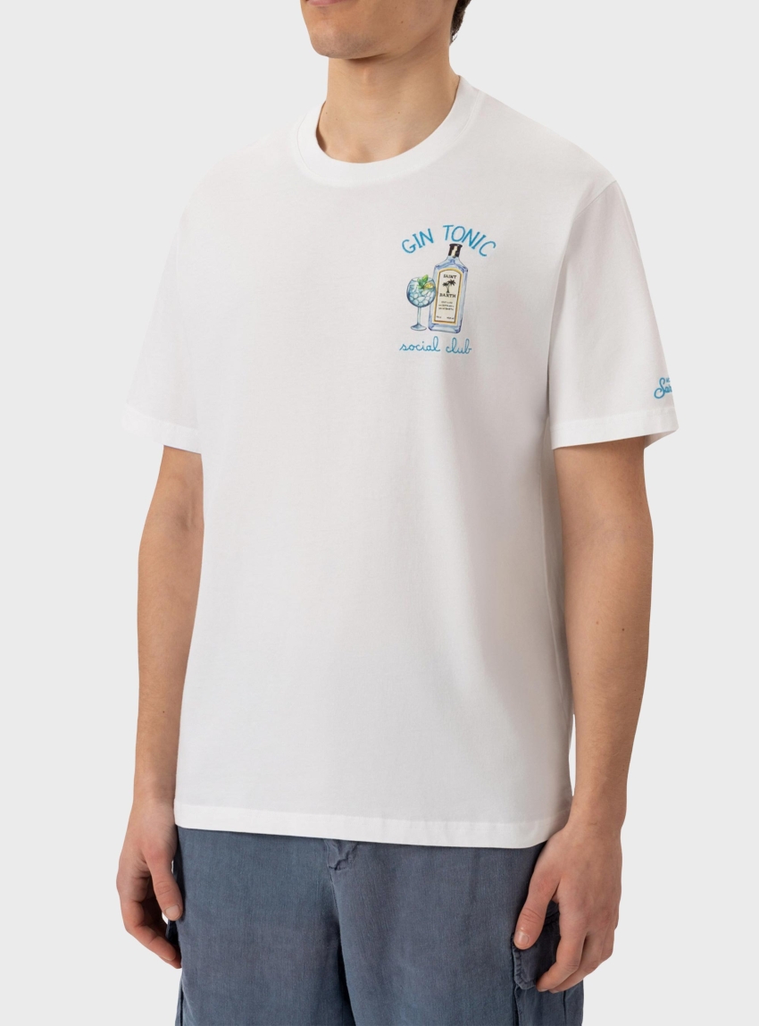 MC2 Saint Barth T-Shirt With Gin Tonic Social Club Embroidery - White
