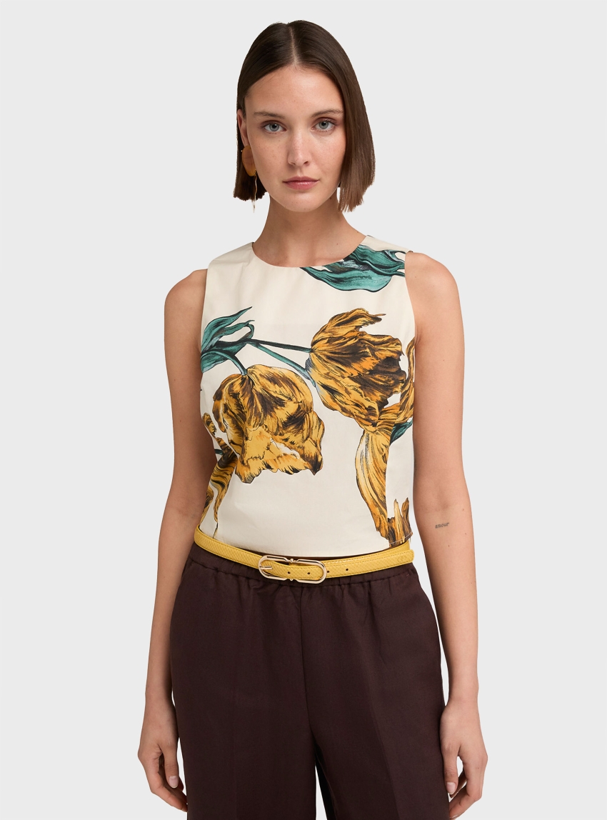 Motivi Poplin top with floral print - Floral