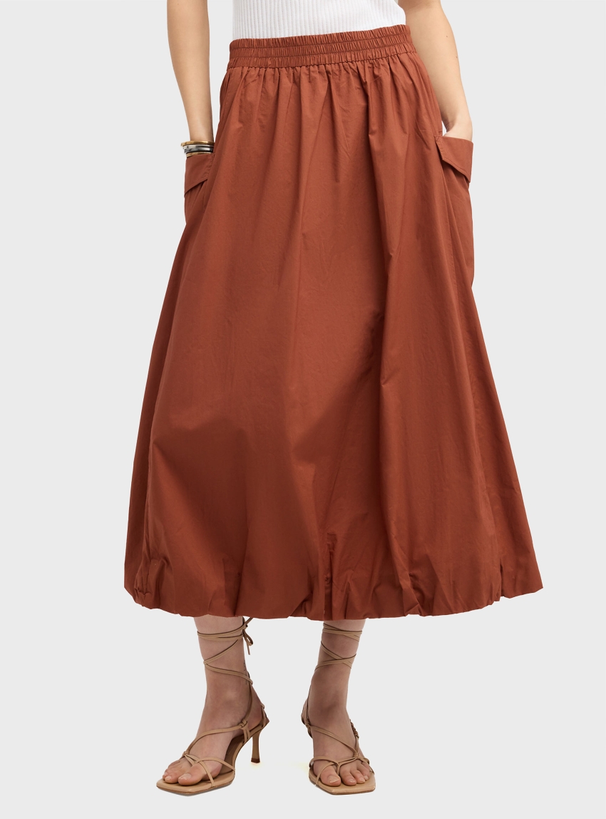 Motivi Balloon Poplin Skirt - Cinnamon