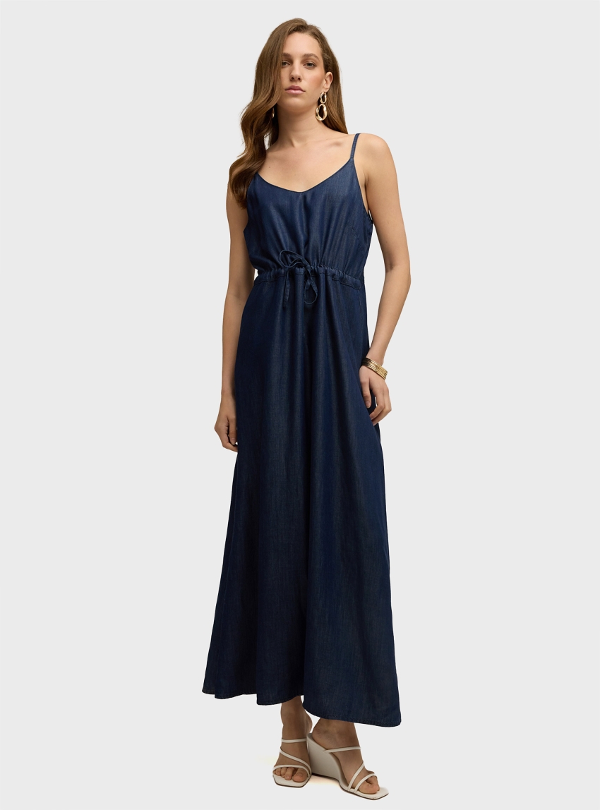 Motivi Long dress in lyocell denim - Blue