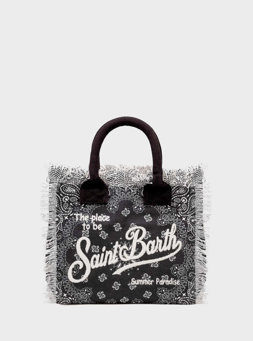 MC2 Saint Barth Canvas Colette Bag With Bandana Print - Black