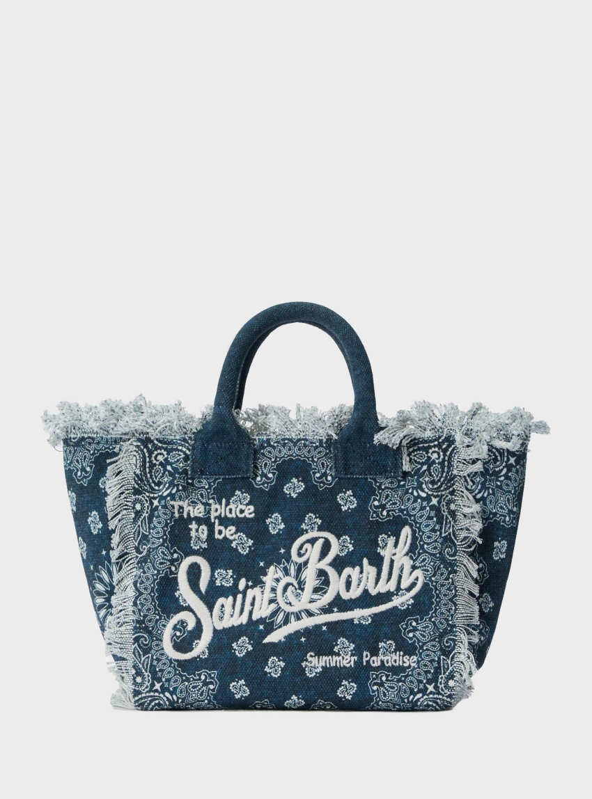 MC2 Saint Barth Canvas Colette Bag With Bandana Print - Blue