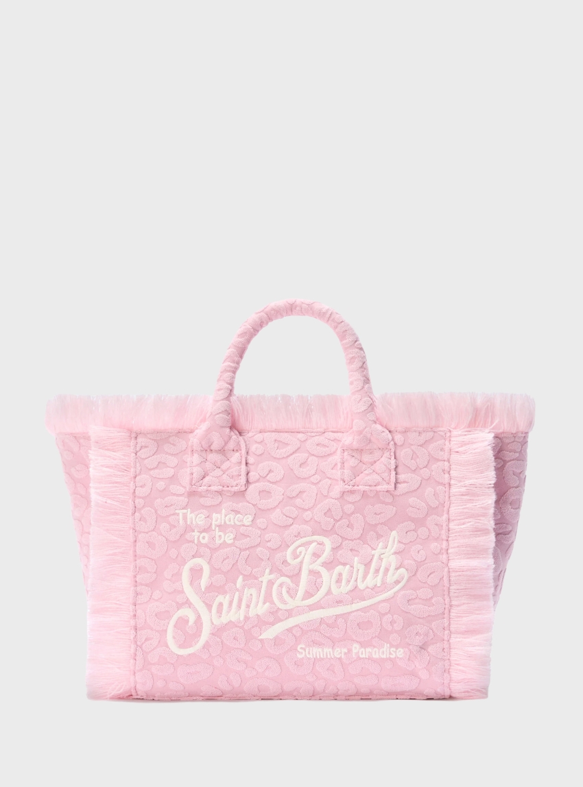 MC2 Saint Barth Terry Effect Colette Bag With Raised Leopard Pattern - Pink