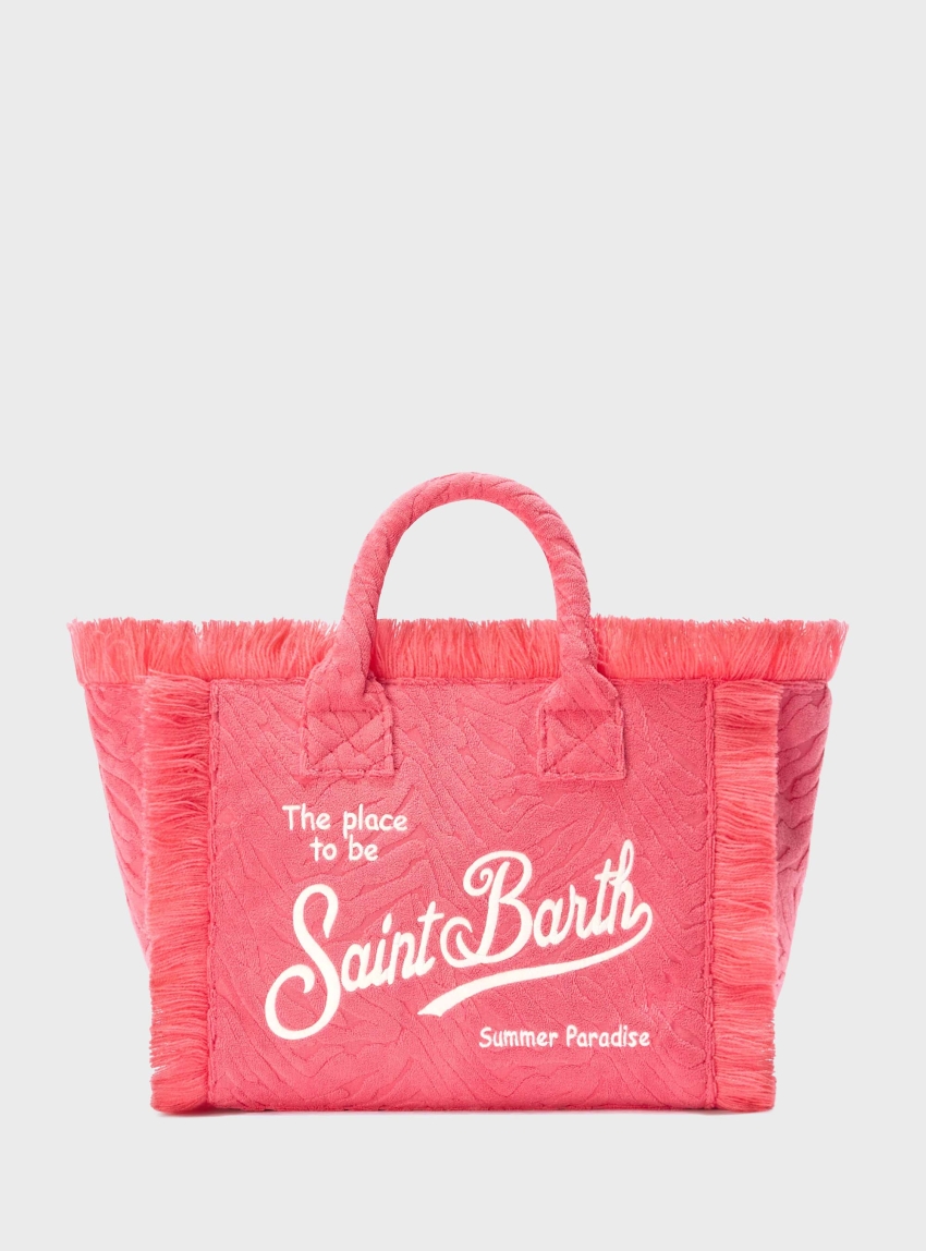 MC2 Saint Barth Terry Effect Colette Bag With Raised Zebra Pattern - Coral
