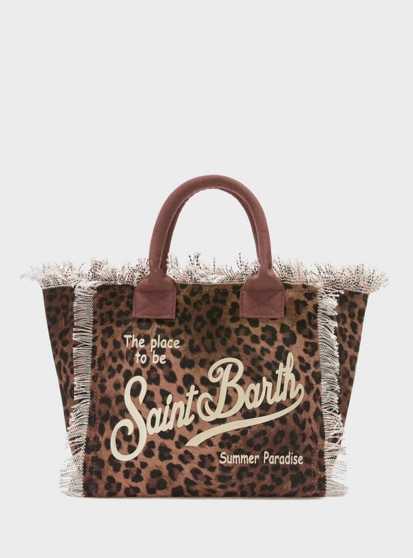 MC2 Saint Barth Leopard Print Canvas Vanity Regular Bag With Fringes - Animal Print
