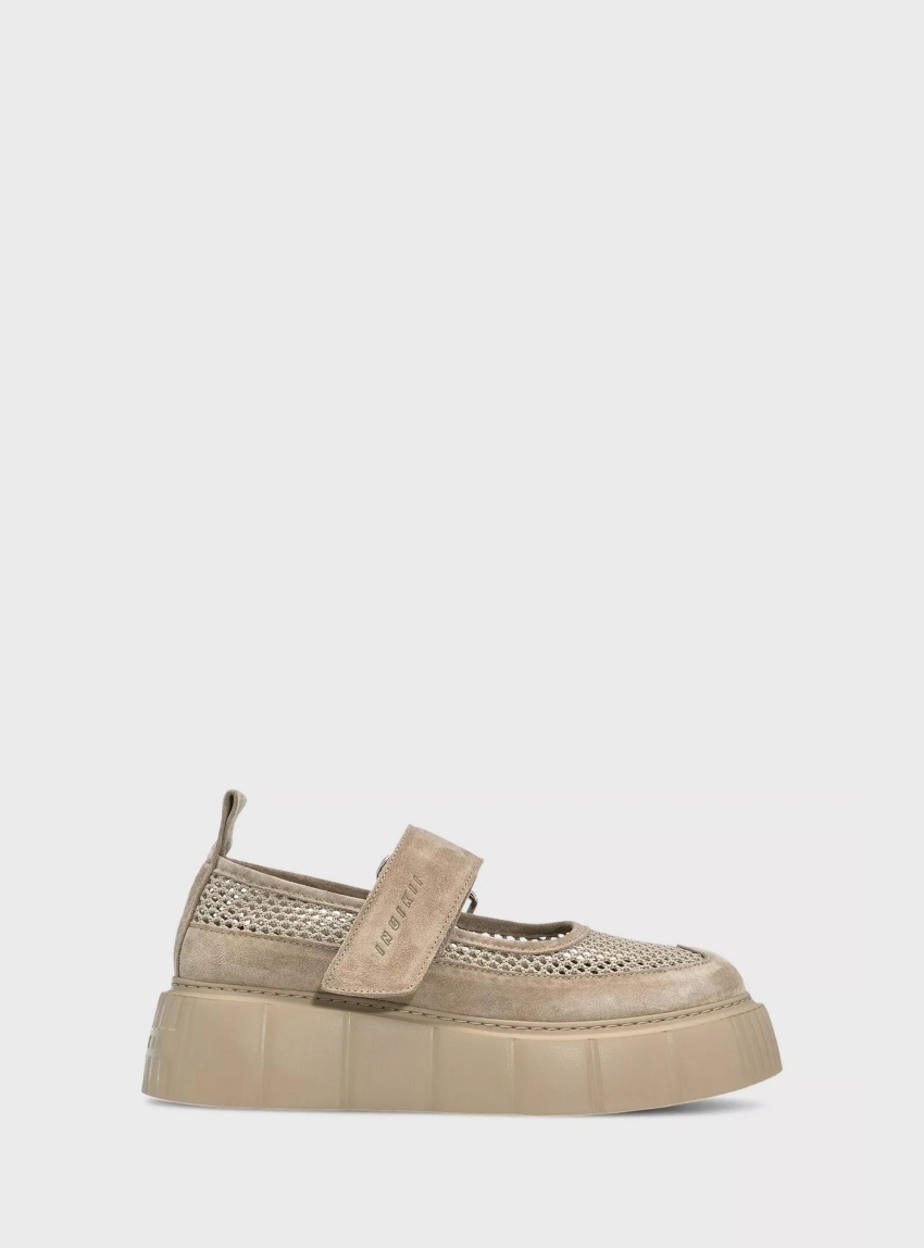 Inuikii Matilda M.J. Net Platfom Mary Jane Shoes - Beige