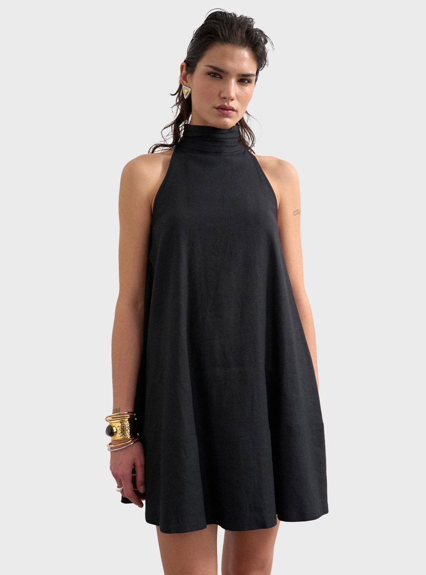 Topshop Sara Trapeze Mini Dress - Black