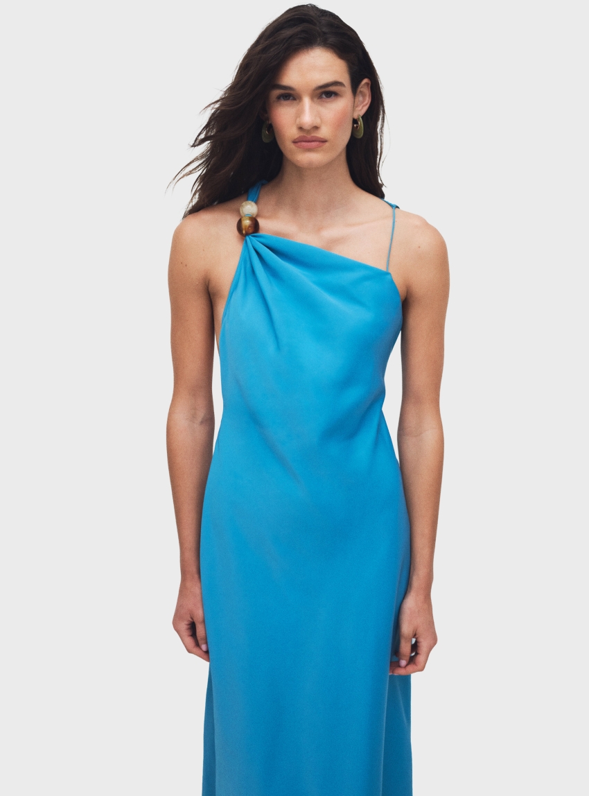 Topshop Nana Beaded Neck Maxi Dress - Turquoise