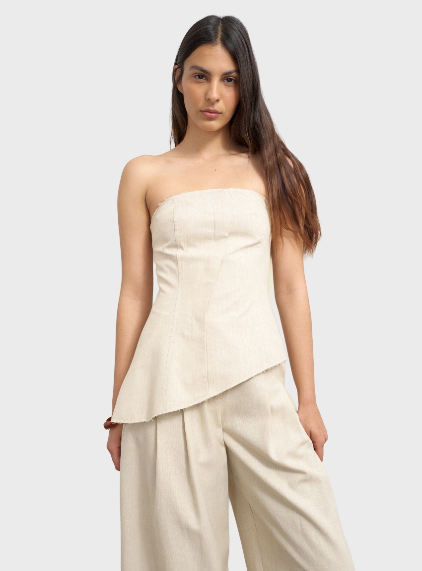 Topshop Sina Assymetric Bandeau Top - Ecru