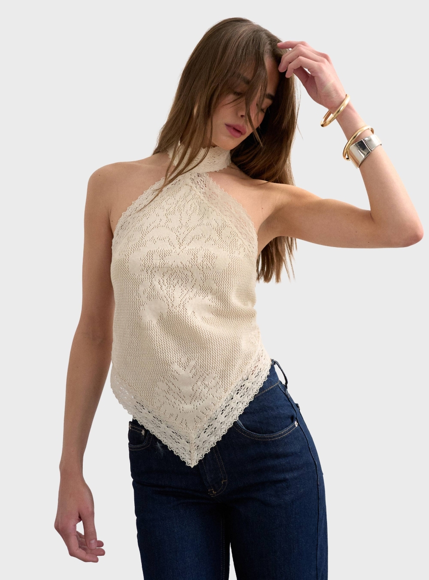 Topshop Sia Bandana Top - Ecru