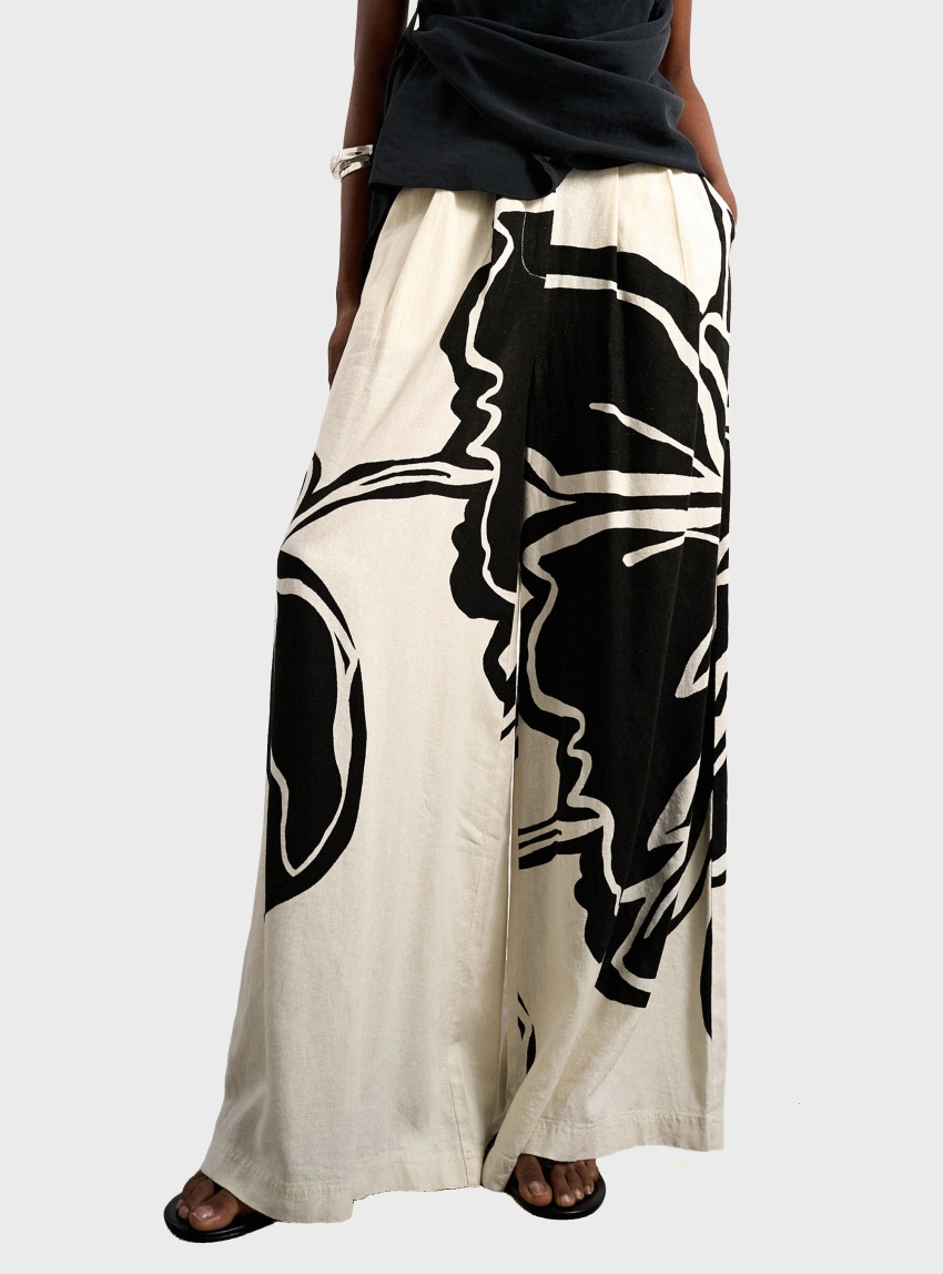 Topshop Fiona Wide Leg Trousers - Ecru