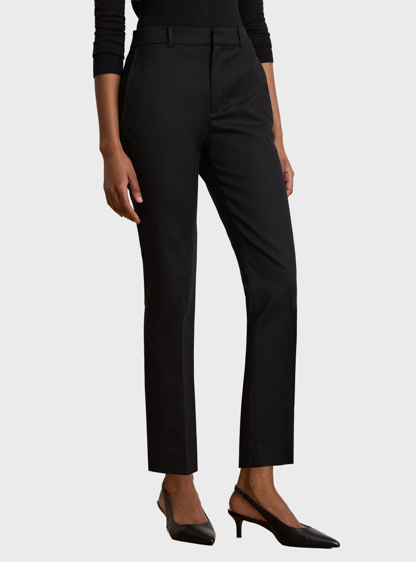 LAUREN Ralph Lauren Cotton Slim Straight Trousers - Black