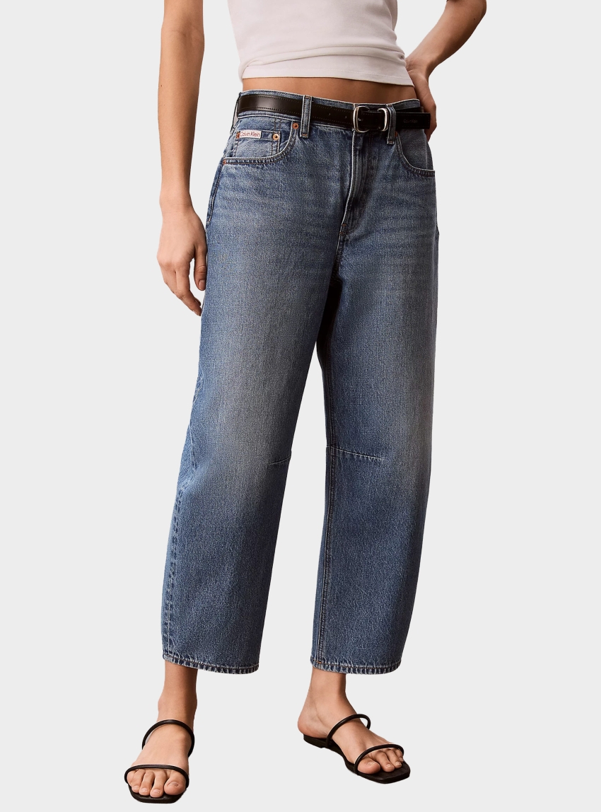 Calvin Klein Cropped Barrel Jeans - Medium Aged Denim