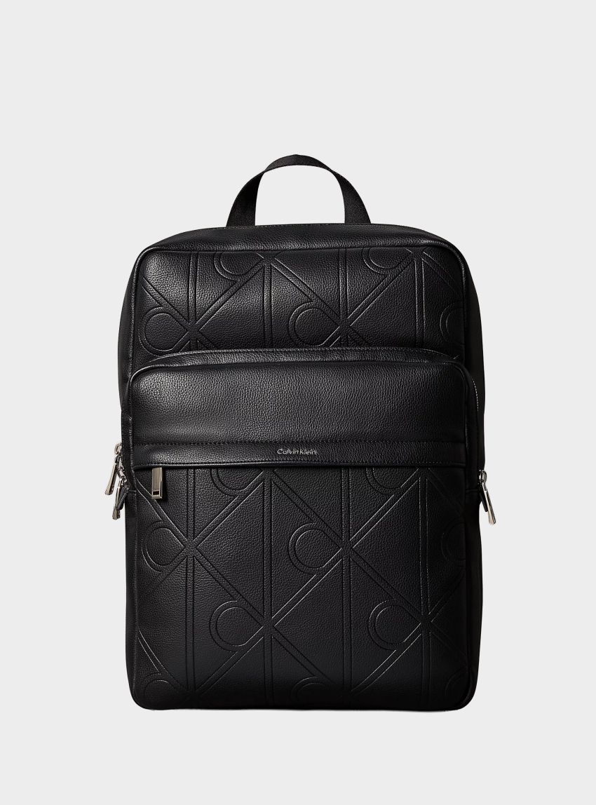 Calvin Klein Embossed Emblem Logo Trolley Backpack - Black