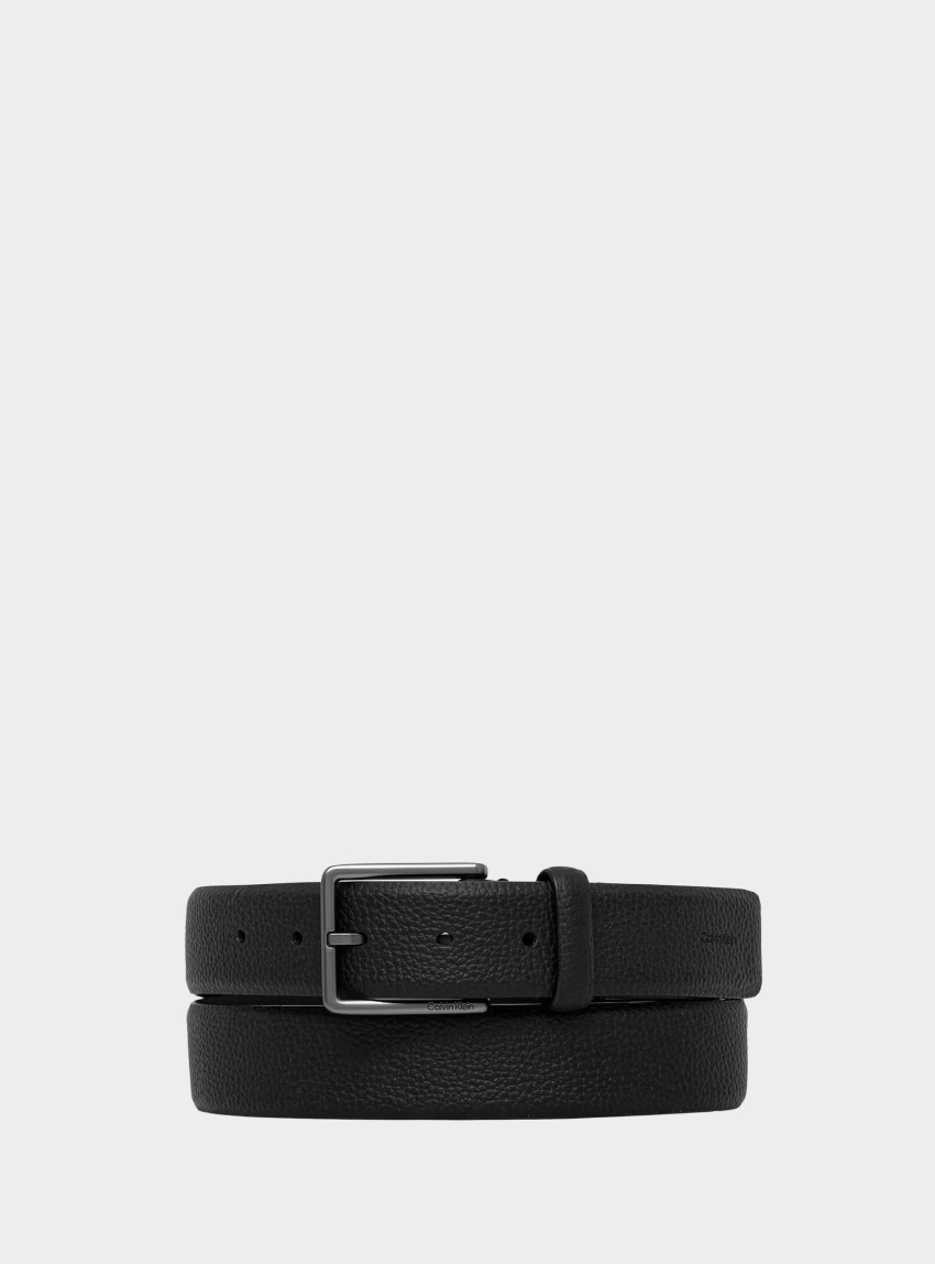 Calvin Klein Pebbled Full-Grain Leather Belt - Black