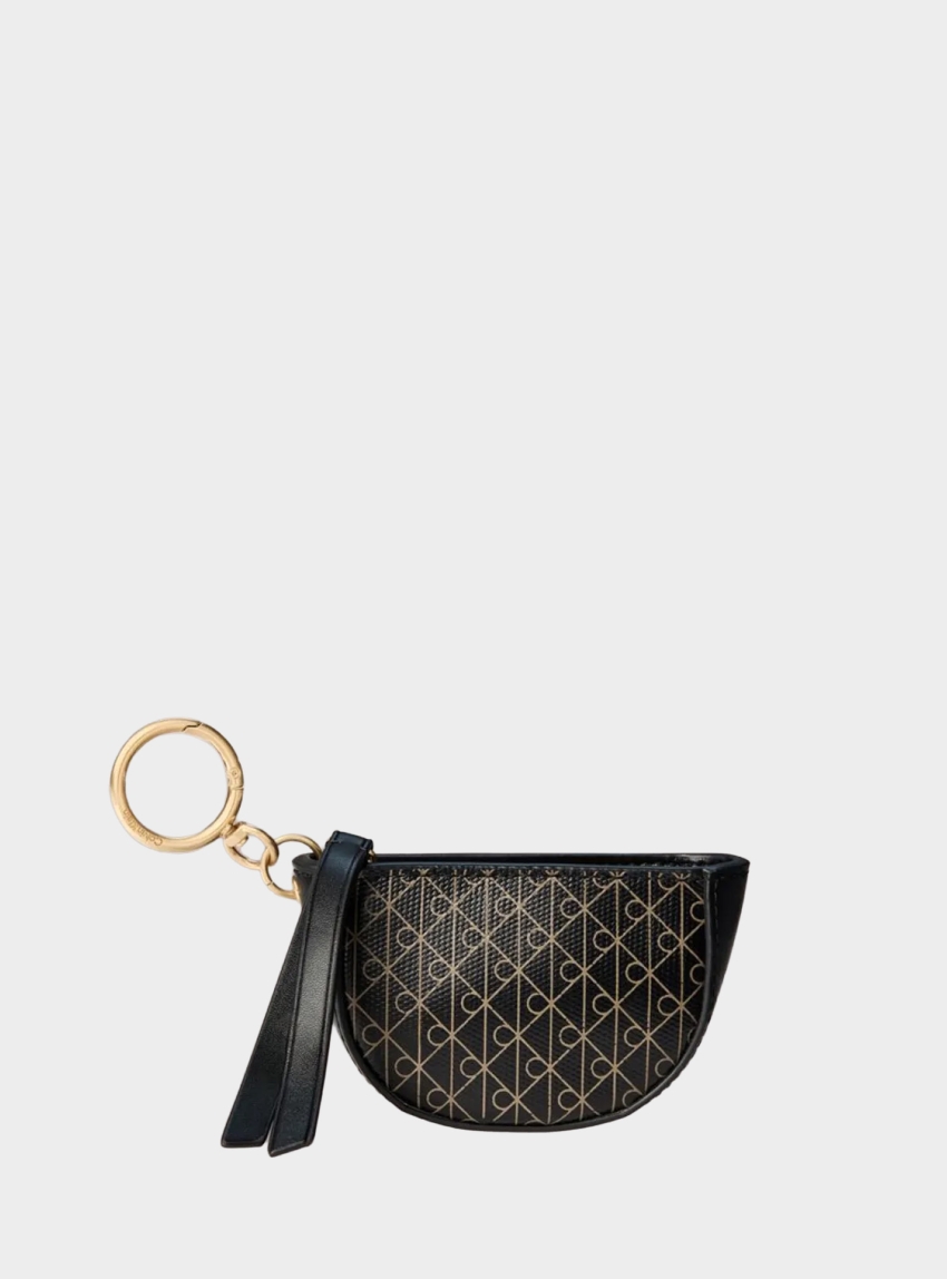 Calvin Klein Emblem Logo Mini Zip Pouch Bag Charm - Black