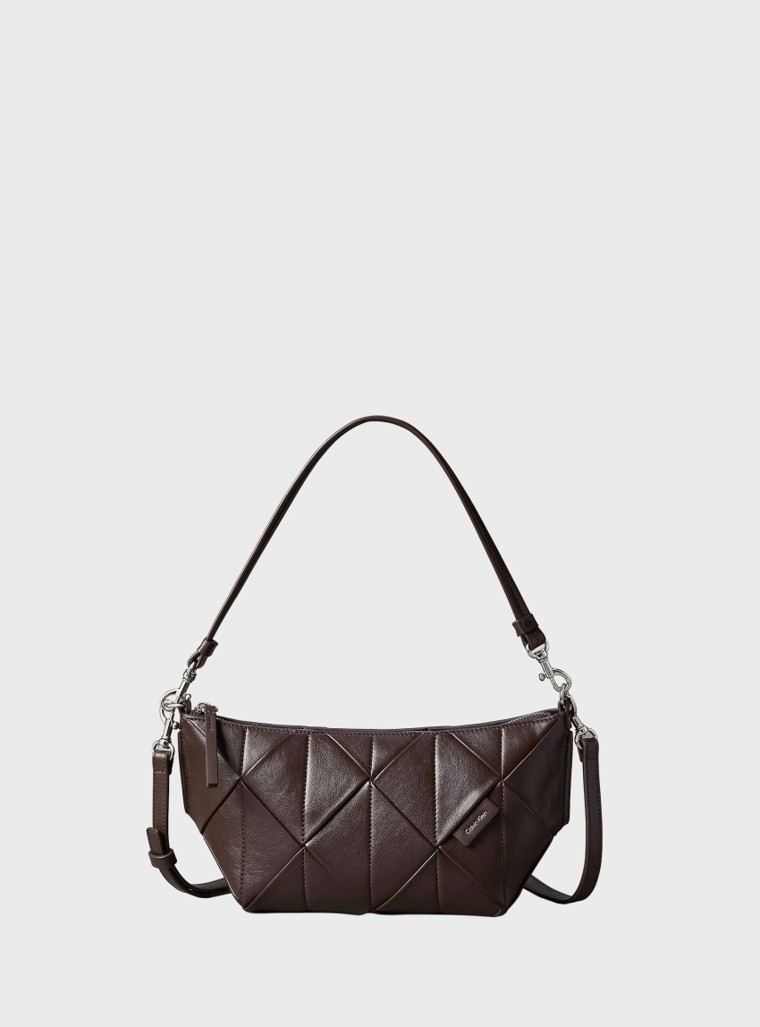 Calvin Klein Woven Emblem Shoulder Bag - Brown