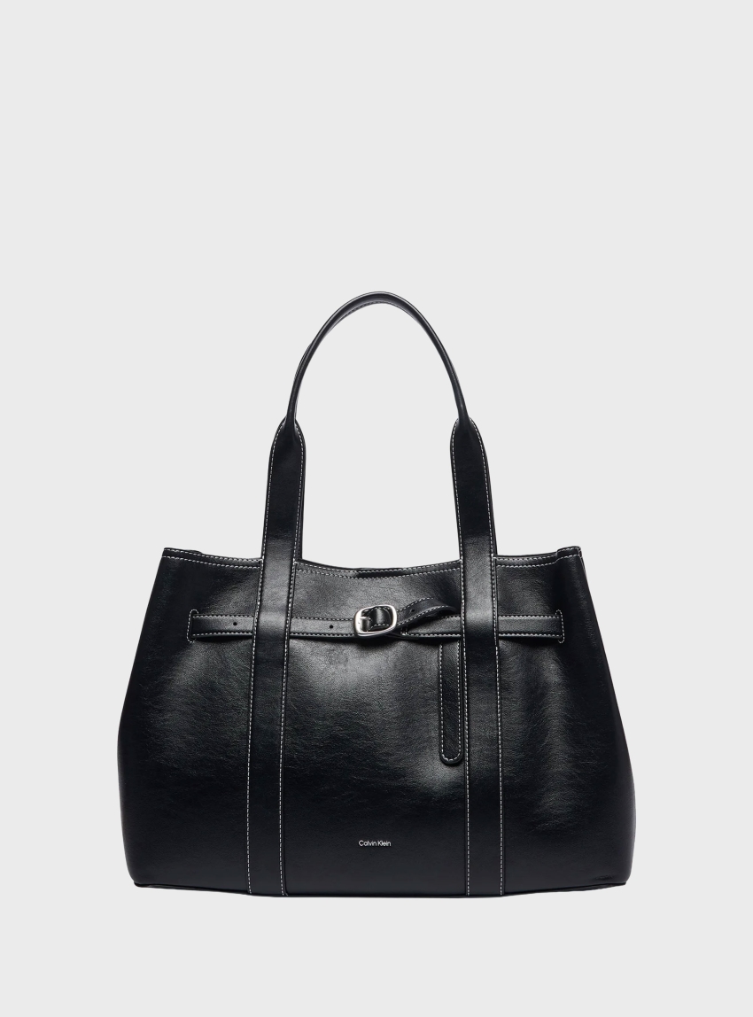 Calvin Klein Buckle Laptop Tote Bag - Black