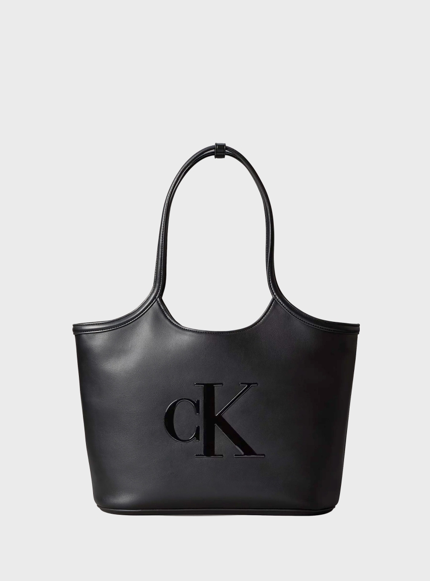 Calvin Klein Signature Monogram Laptop Tote Bag - Black