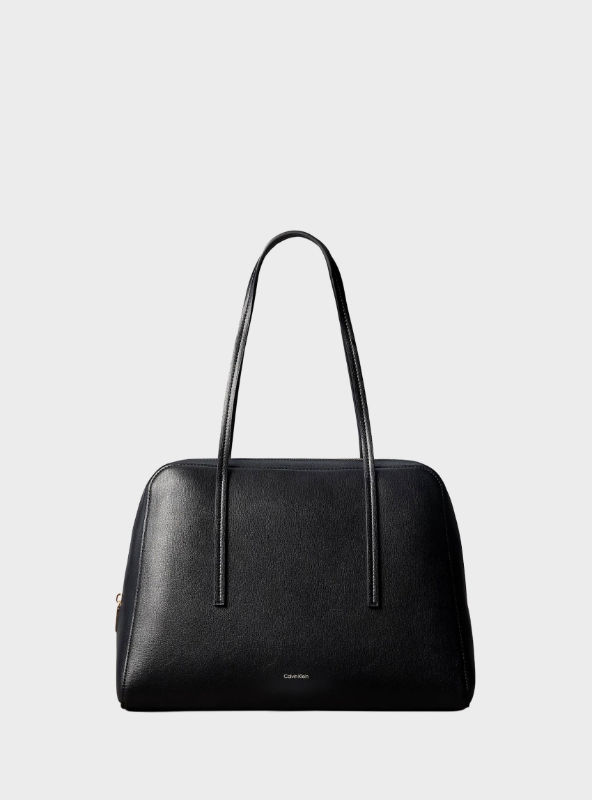 Calvin Klein Foil Logo Bowling Shoulder Bag - Black
